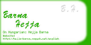 barna hejja business card